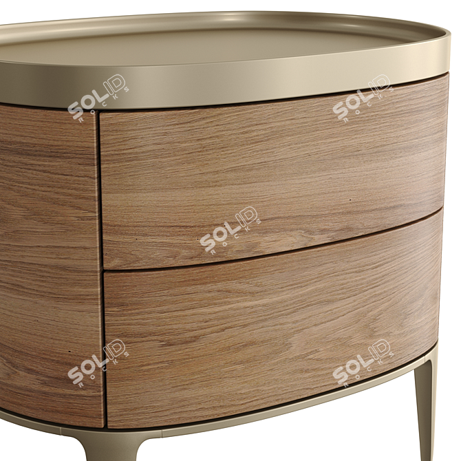 Poliform Gentleman Nightstand - Elegant Black and Gold Wood Design 3D model image 2