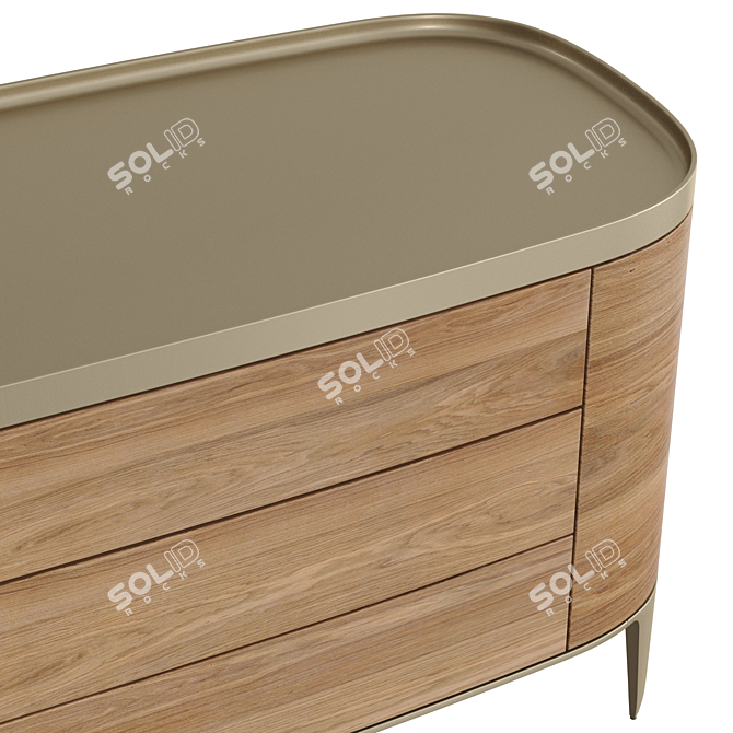 Poliform Gentleman Chest | Black Walnut & Matte Lacquer 3D model image 2