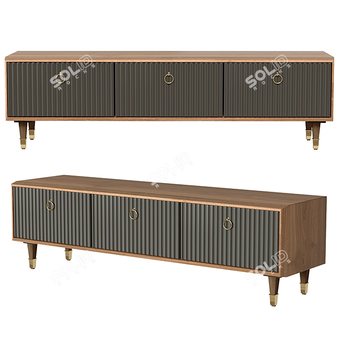 Modern Walnut TV Stand 3D model image 1