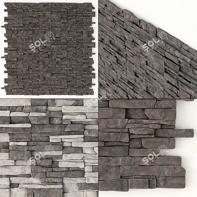 Clinker Rock Panel - Versatile and High-Quality Wall Solution 3D model image 1