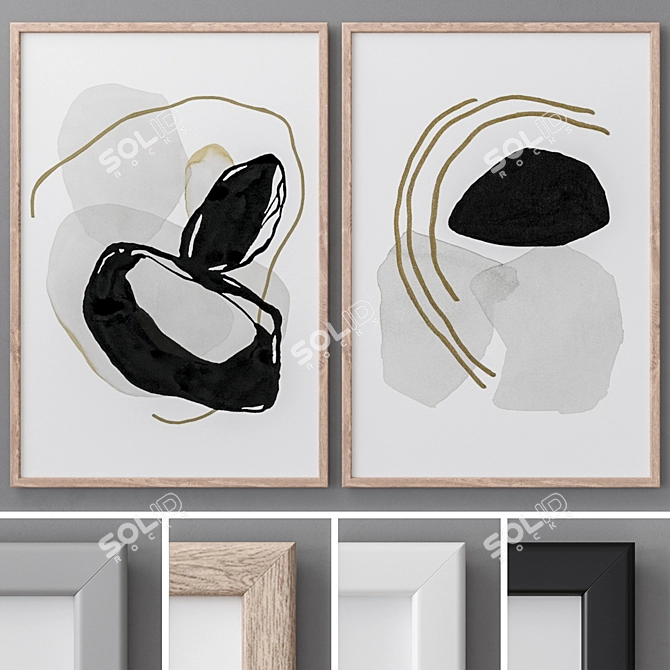 Abstract Modern Art Photo Frames 3D model image 1