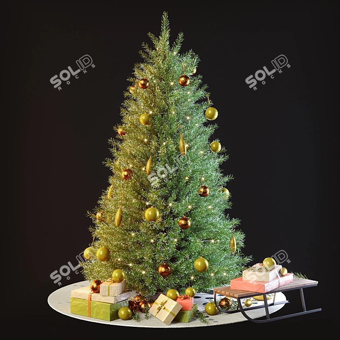  Festive Evergreen Christmas Tree 3D model image 7