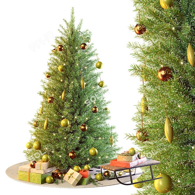  Festive Evergreen Christmas Tree 3D model image 9