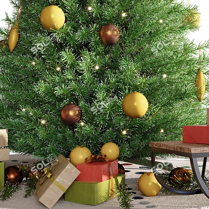  Festive Evergreen Christmas Tree 3D model image 14