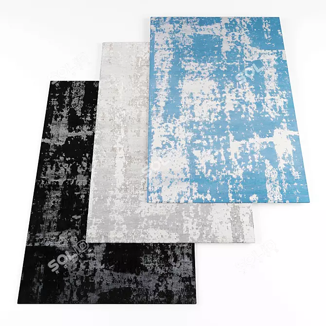 Texture Trio Rugs: 3 Stunning Designs 3D model image 1