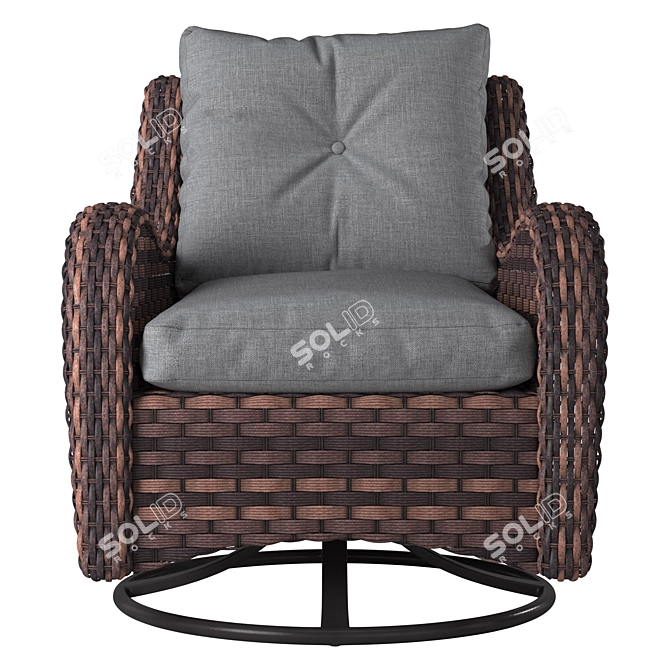  Stylish Rattan Armchair for 3 3D model image 2