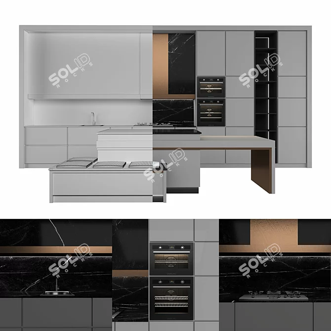 Modern Kitchen Model with V-Ray 3D model image 2