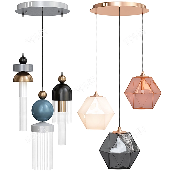 Exclusive Pendant Lights Set-14: Modern, Stylish Lighting Solution 3D model image 4