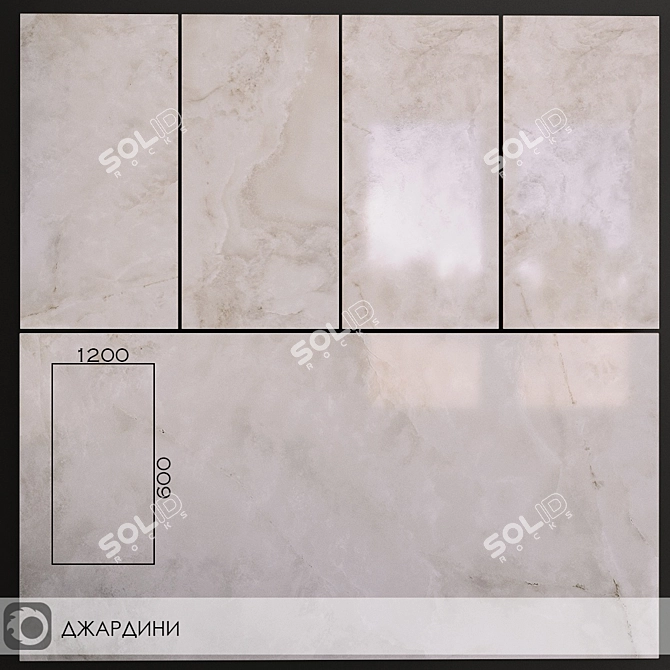 Jardini Beige Light Glossy Floor Tiles 3D model image 1