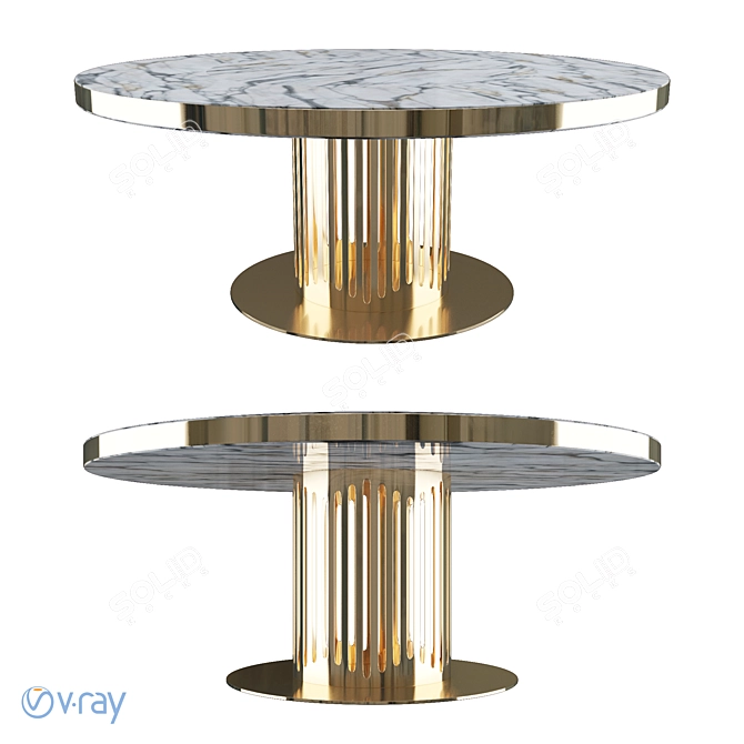 Elegant Marble Round Table 3D model image 6