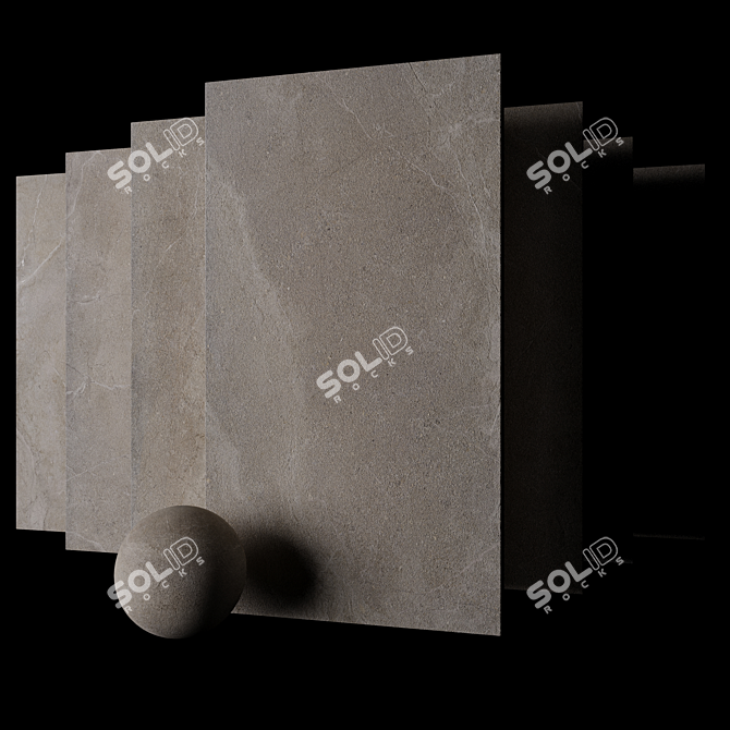 Elegant Beige Concrete Tiles 3D model image 2