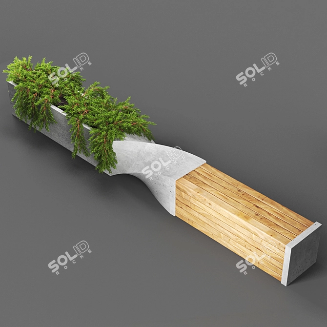 Sleek Poly Bench 3D model image 2