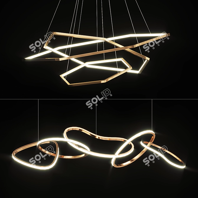 Modern Geometric LED Rings 3D model image 1