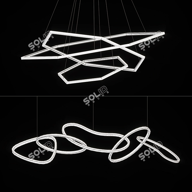 Modern Geometric LED Rings 3D model image 3