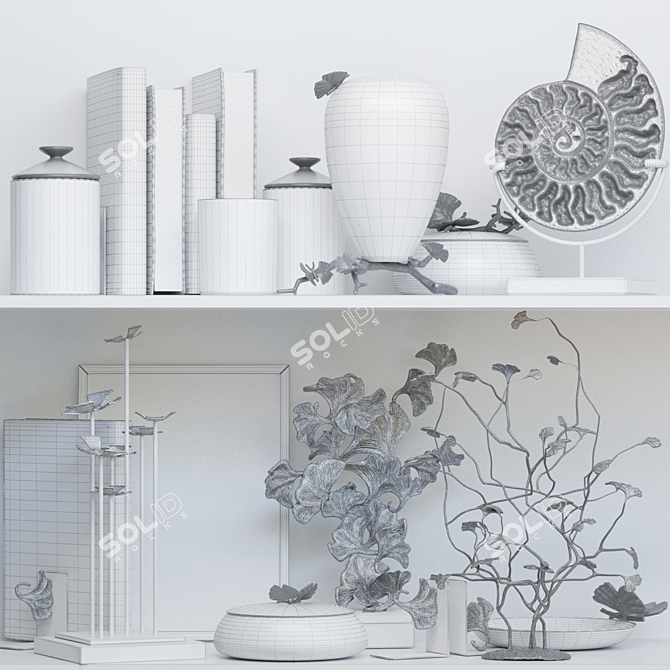 Golden Collection Set: Vase, Books, Panels 3D model image 2