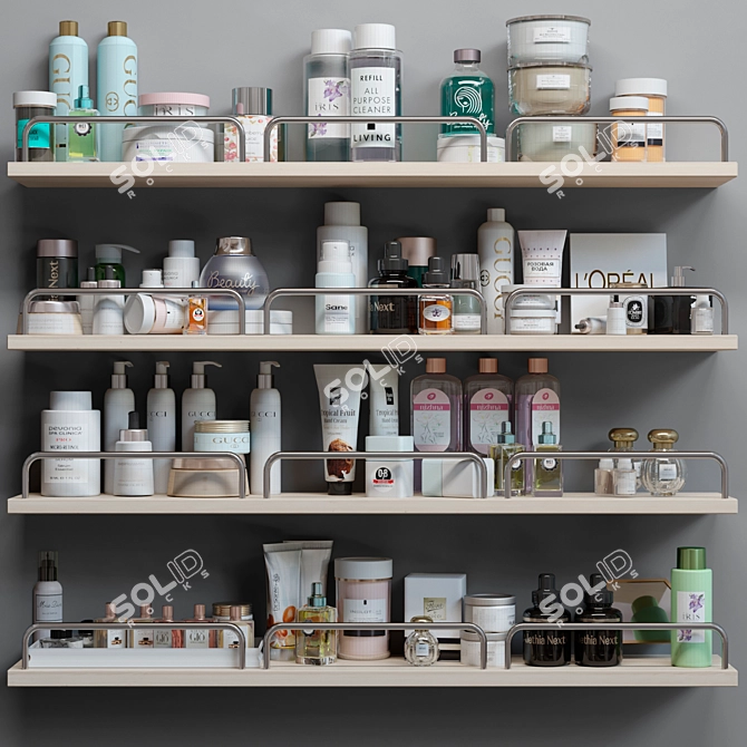Cosmetic Shelf Set - 3. Lotion, Cosmetology, Cream, Perfume, Brand, Makeup 3D model image 3