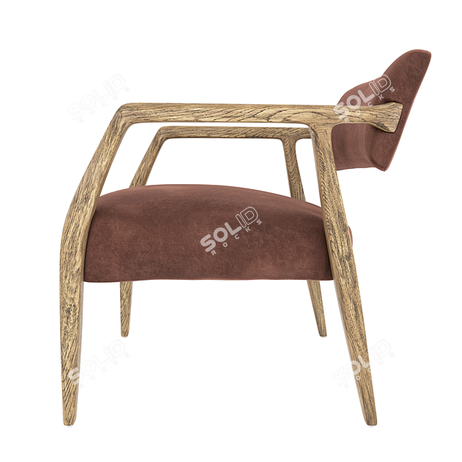 Vintage Velvet Lounge Chair 3D model image 3