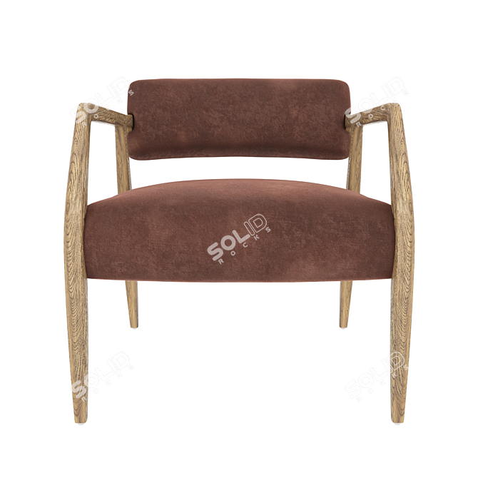 Vintage Velvet Lounge Chair 3D model image 4