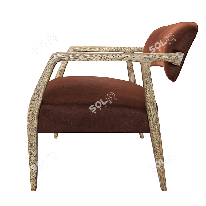 Vintage Velvet Lounge Chair 3D model image 8