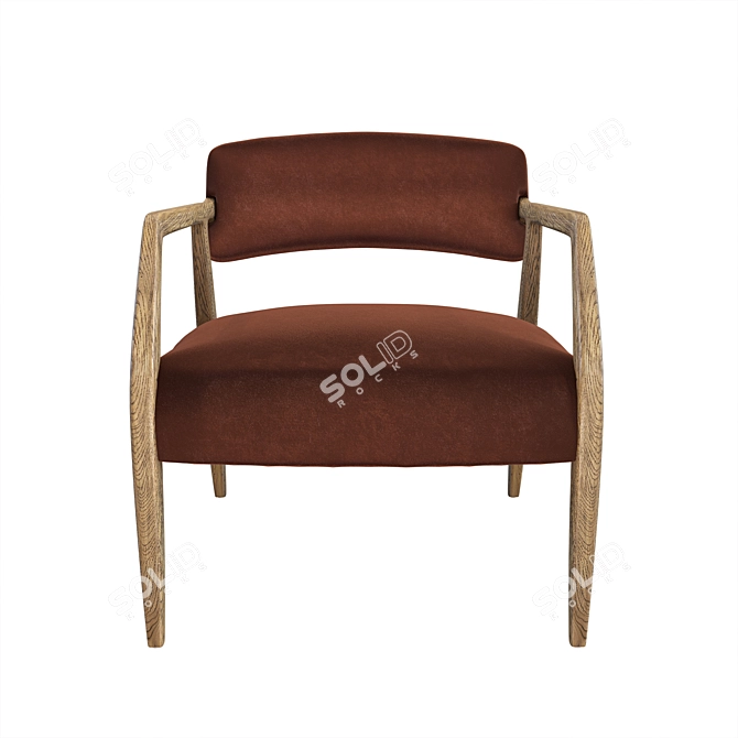 Vintage Velvet Lounge Chair 3D model image 9