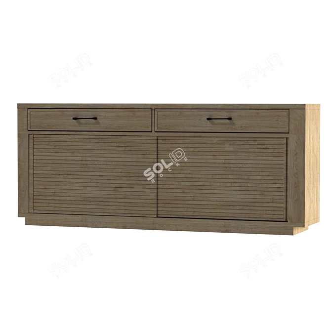 Natural Wood Buffet with 2 Drawers 3D model image 2