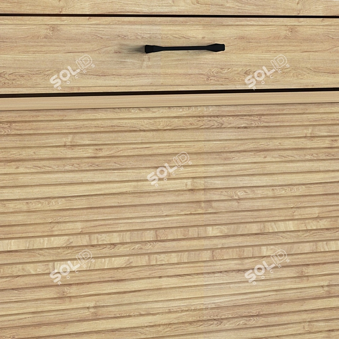 Natural Wood Buffet with 2 Drawers 3D model image 3