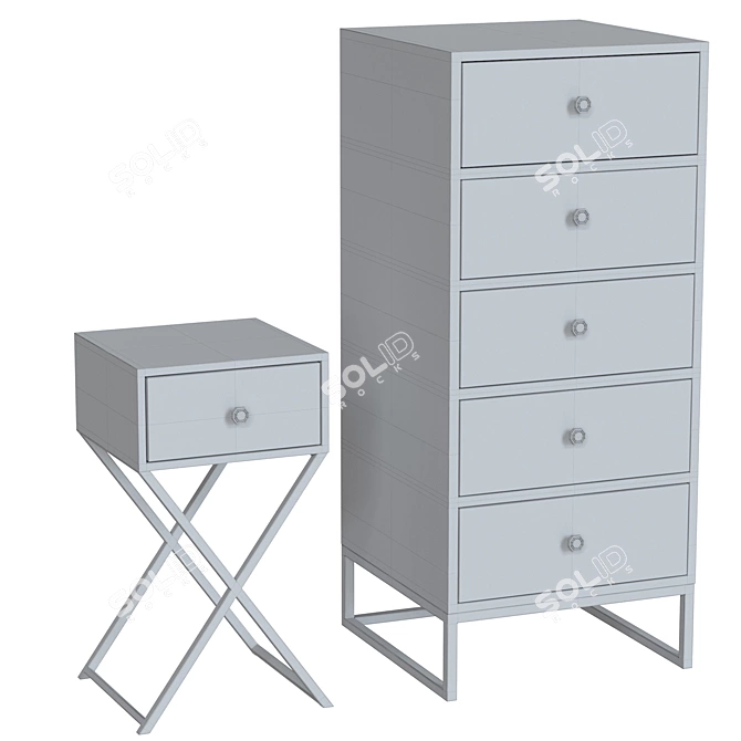 Comfy Chest & Cross-Mini Bedside: Sleek and Stylish 3D model image 5