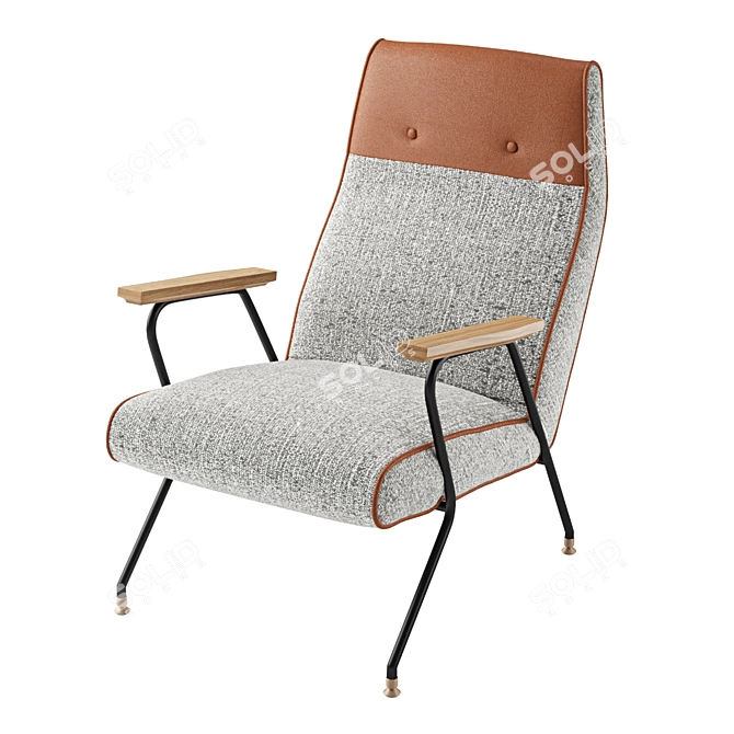 Handcrafted Quentin Leather Chair 3D model image 1