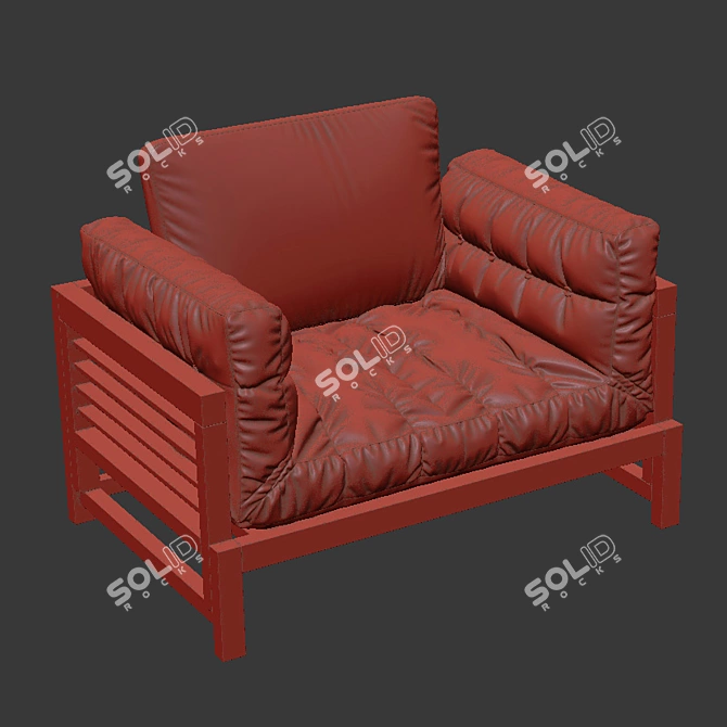 Japanese Inspired Leather Armchair 3D model image 15
