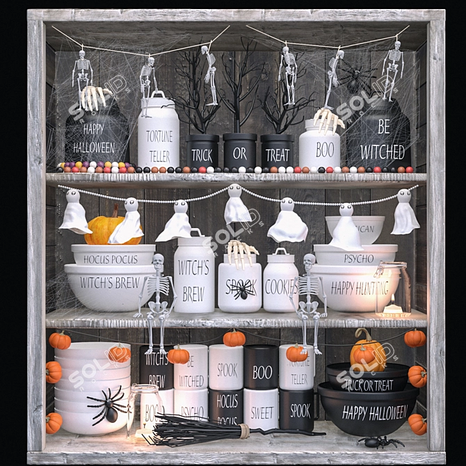 Spooky Halloween Decor Set 3D model image 1