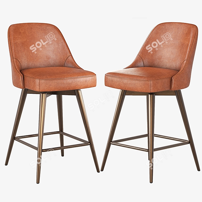 West Elm Mid-Century Counter Stool 3D model image 1