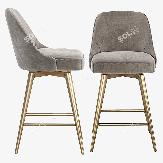 West Elm Mid-Century Counter Stool 3D model image 2