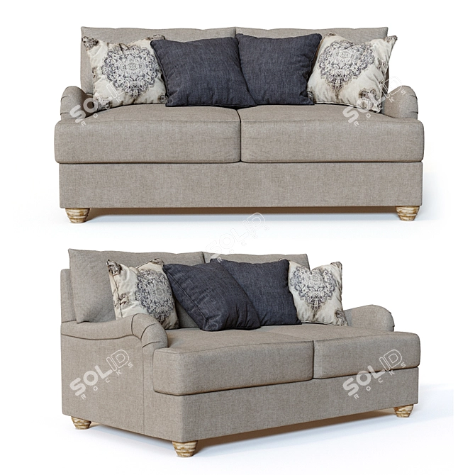 Cozy Dandrea Loveseat: Comfort & Style 3D model image 1