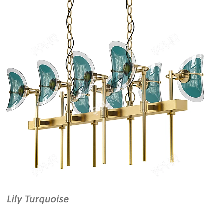 Turquoise Glass Chandeliers Set 3D model image 2