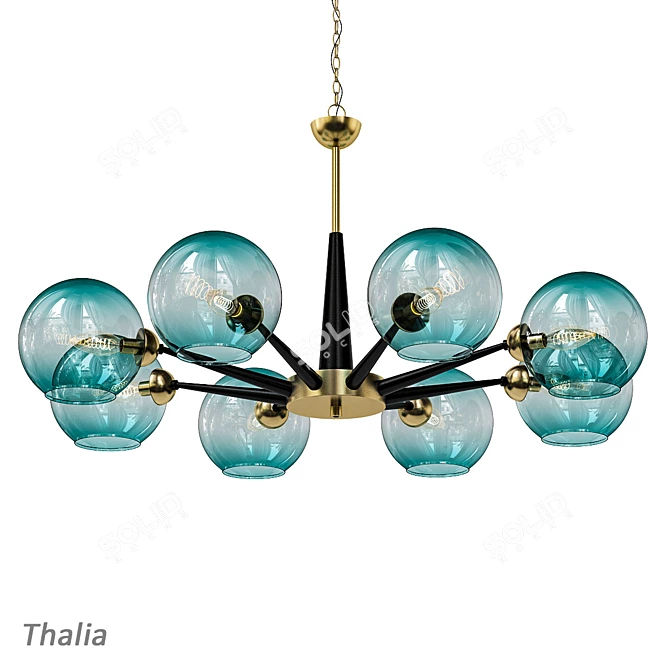 Turquoise Glass Chandeliers Set 3D model image 3