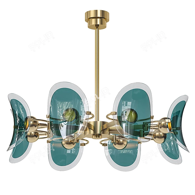 Turquoise Glass Chandeliers Set 3D model image 5