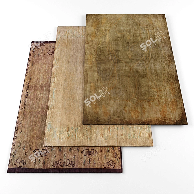 Abstract Collection: 4 Textured Rugs 3D model image 1