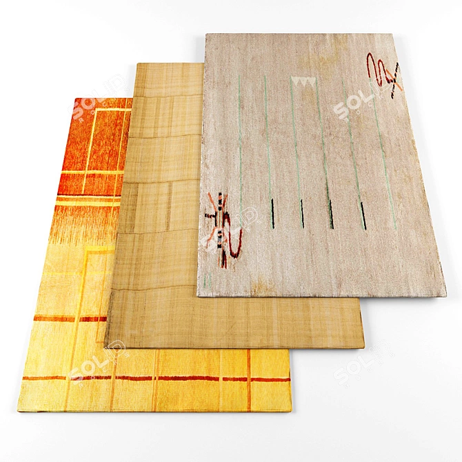 Versatile Rug Collection: 5 Textured Designs 3D model image 1