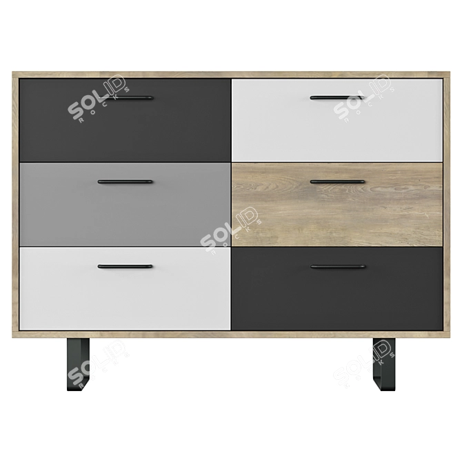 Modern Mcrae 6 Drawer Chest | Sleek and Spacious 3D model image 2