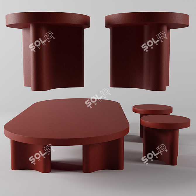 Stylish AZO Terracotta Table 3D model image 1