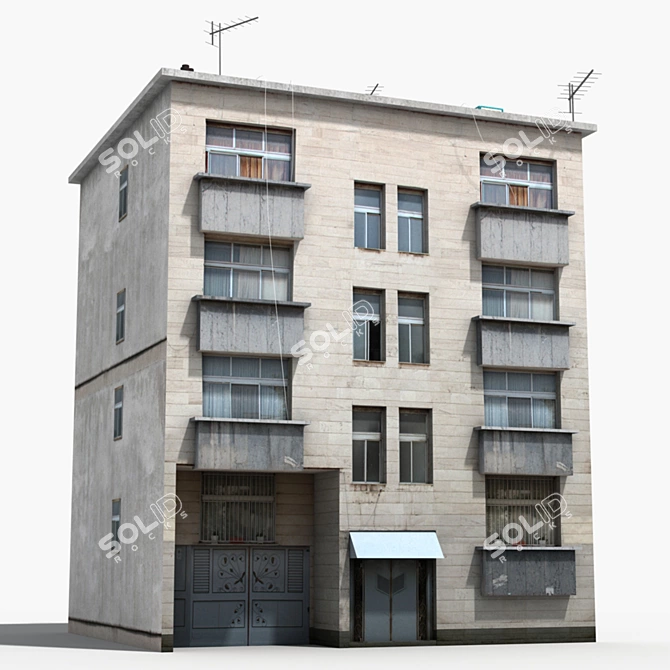 Realistic Low Poly Building Model 3D model image 1