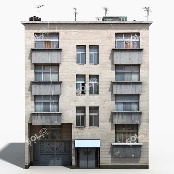 Realistic Low Poly Building Model 3D model image 2