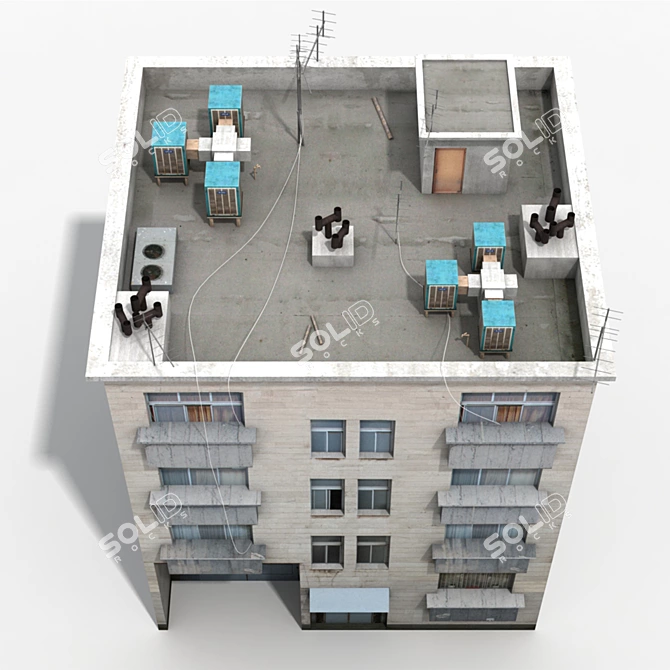 Realistic Low Poly Building Model 3D model image 3