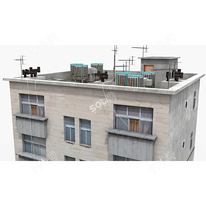 Realistic Low Poly Building Model 3D model image 4