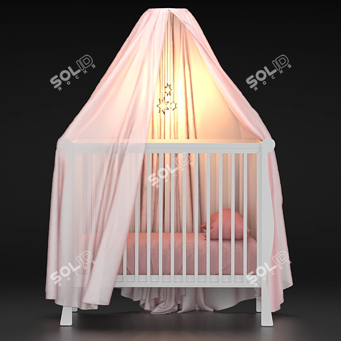 Dreamy Canopy Baby Bed 3D model image 1