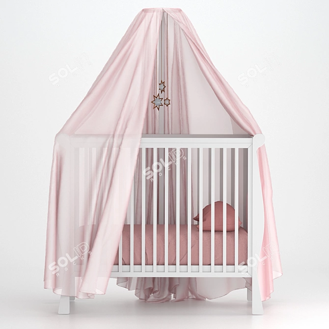 Dreamy Canopy Baby Bed 3D model image 2