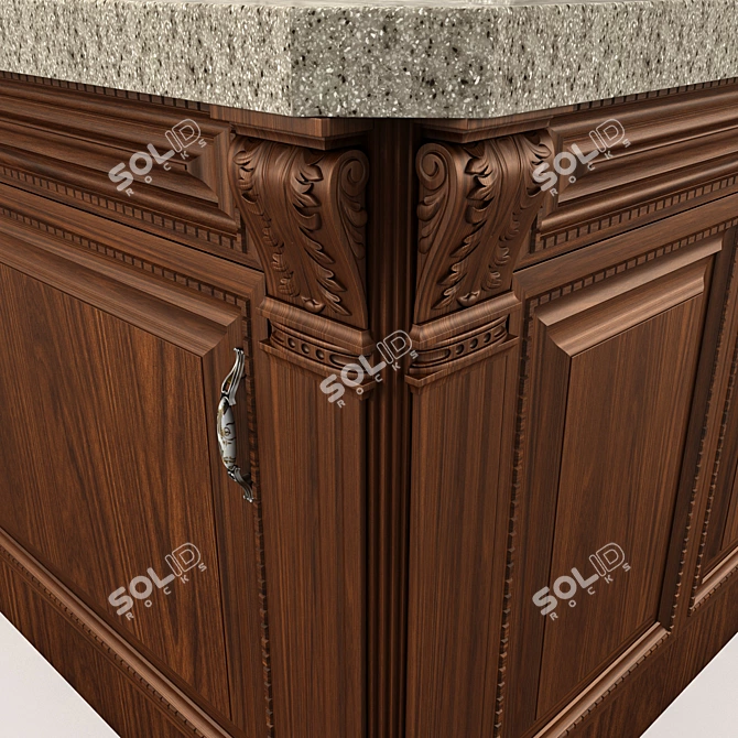 Classic Kitchen Island - 3D Model 3D model image 2