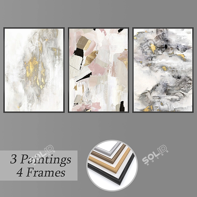 "Artistic Frame Set with Wall Paintings 3D model image 1