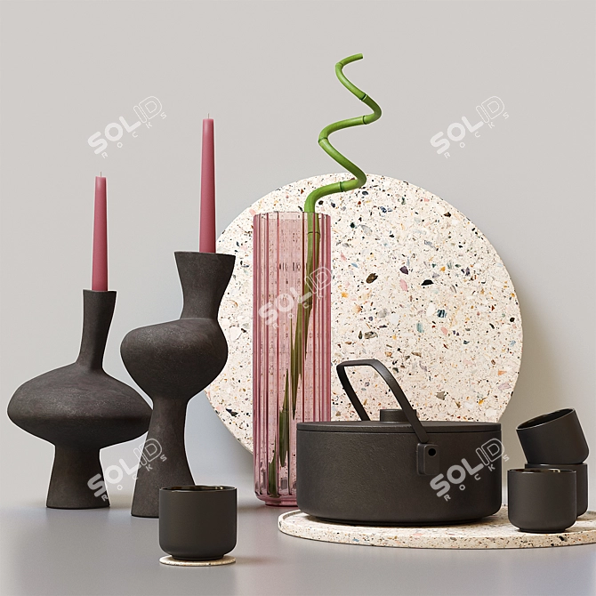 Black & Pink Decorative Set 3D model image 1