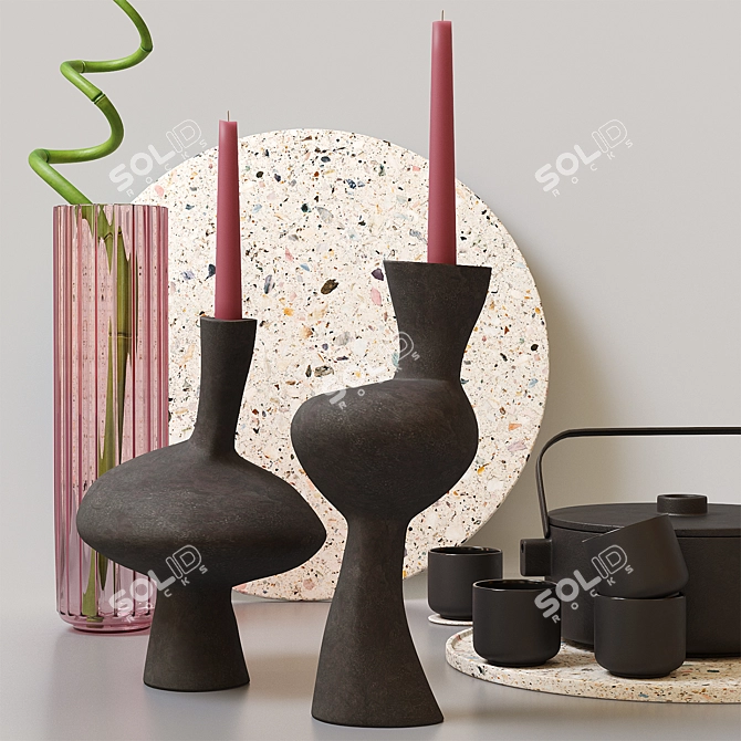 Black & Pink Decorative Set 3D model image 3